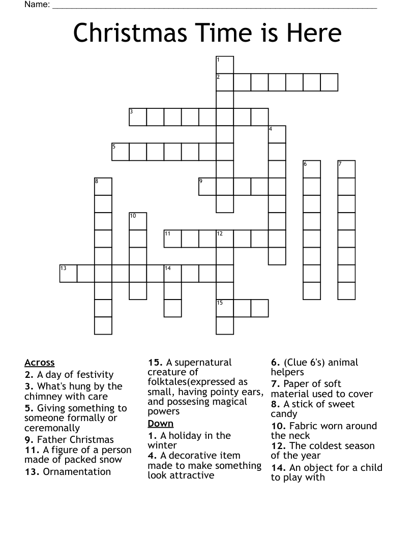 Christmas Time Is Here Crossword - Wordmint for Christmas Material Crossword Clue