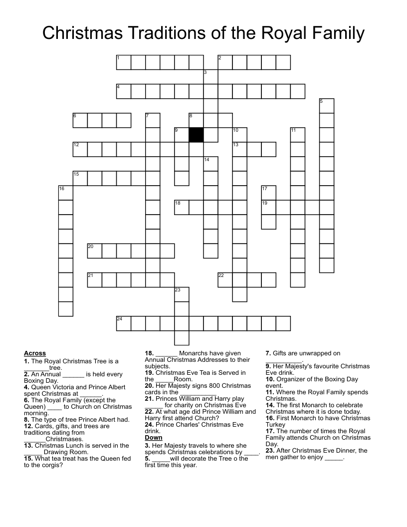 Christmas Traditions Of The Royal Family Crossword - Wordmint with Christmas Tradition Crossword Clue