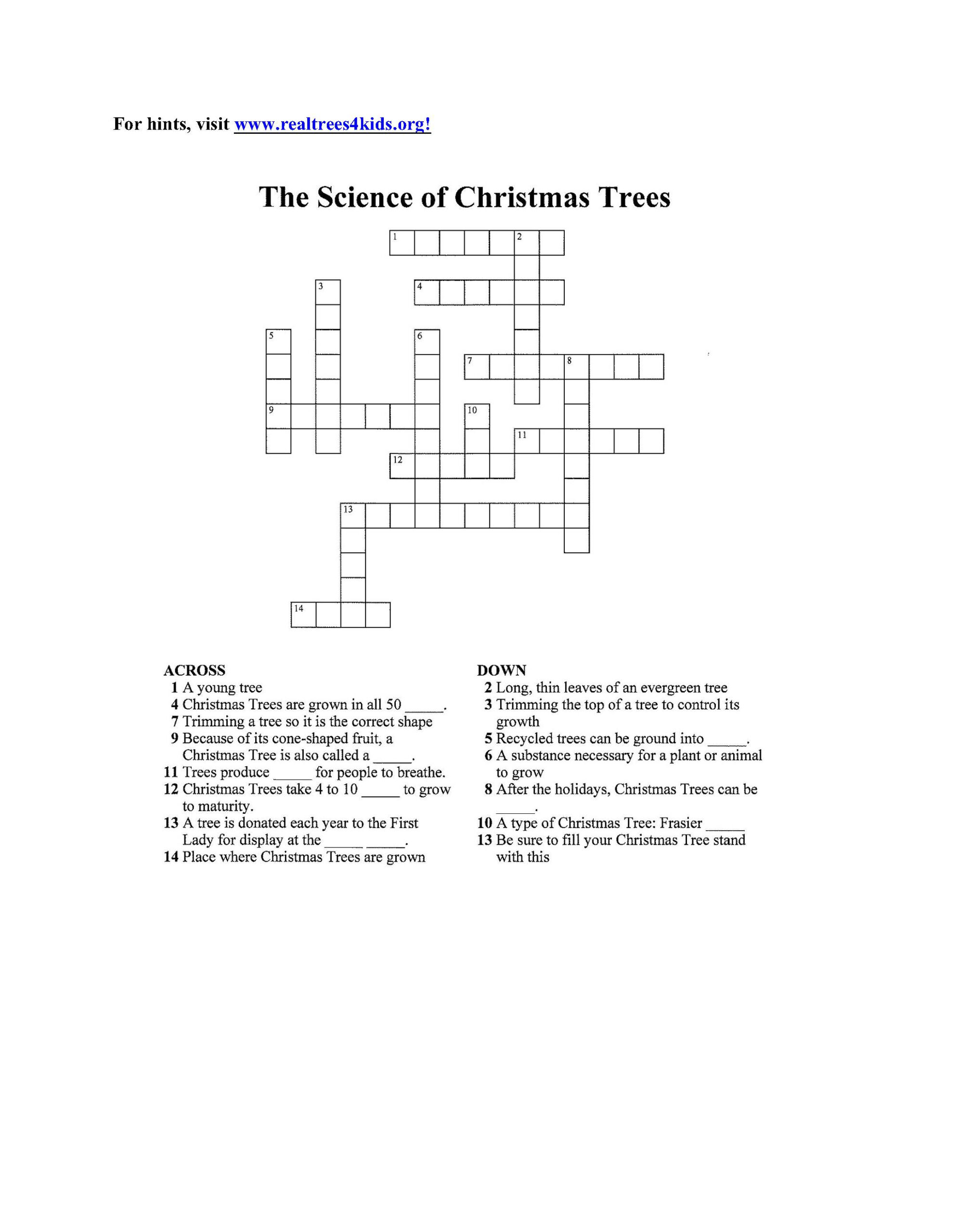 Christmas Tree Crossword Puzzle – #Learnaboutag! in Christmas Tree Variety Crossword