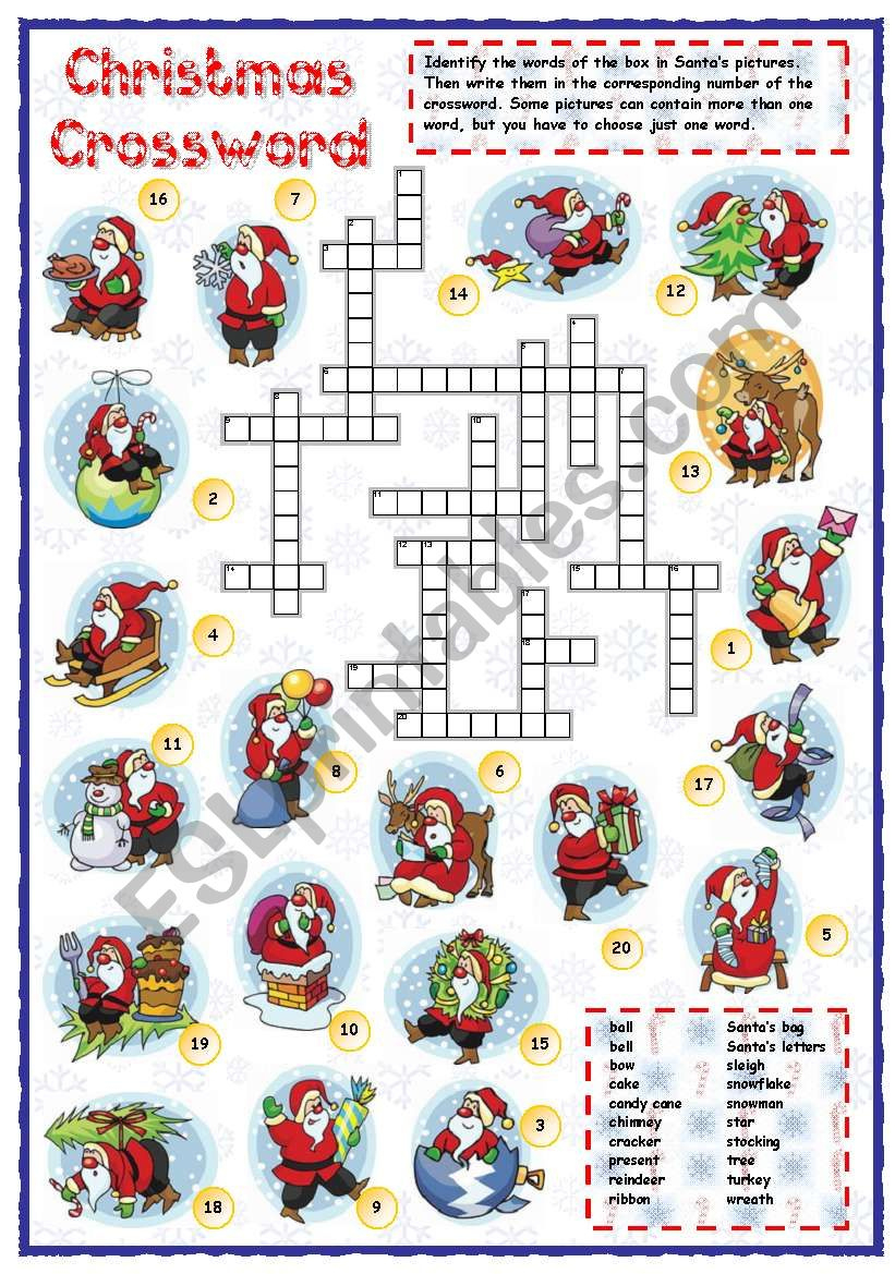 Christmas Vocabulary Crossword - Esl Worksheetmpotb pertaining to Christmas Vocabulary Crossword Puzzle