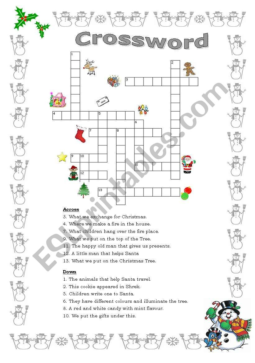Christmas Vocabulary Crossword - Esl Worksheetpat_Trixa throughout Crossword Clue Christmas Travelers