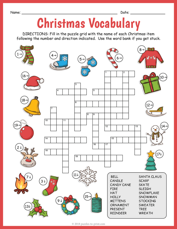 Free Printable Christmas Crossword Puzzle For Kids