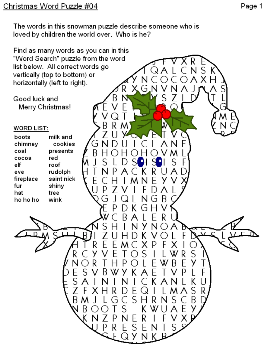 Christmas Word Puzzle, Word Search Printables - Hubpages regarding The Holiday Zone Christmas Crossword