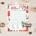 Christmas Word Search, Christmas Game, Printable Game, Puzzle, Cat With Christmas Poem Opener Crossword