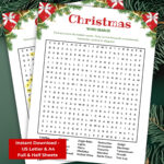 Christmas Word Search Printable For Adults, Sip And Solve, Word Within Christmas Themed Pub Crawl Crossword