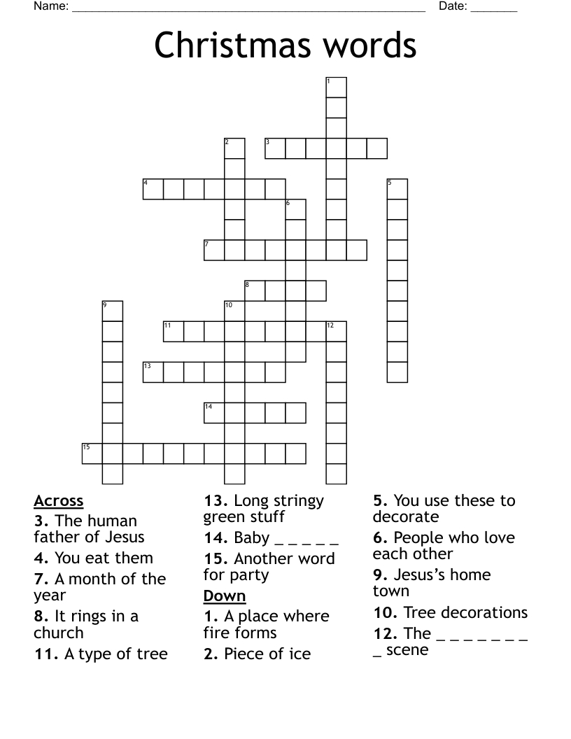 Christmas Words Crossword - Wordmint with regard to Christmas Words Crossword Puzzle