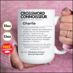 Crossword Connoisseur Mug: Personalized Puzzle Lover Gift   Etsy In Some Gag Christmas Gifts Nyt Crossword Clue