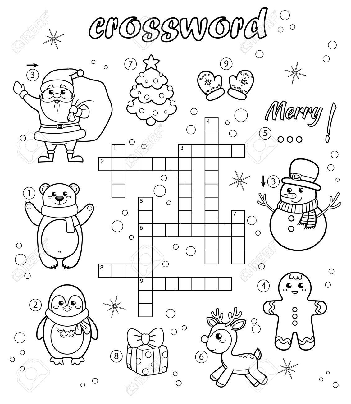 Crossword Puzzle Game Of Christmas And New Year Theme. Black And intended for Christmas Symbol Crossword Clue