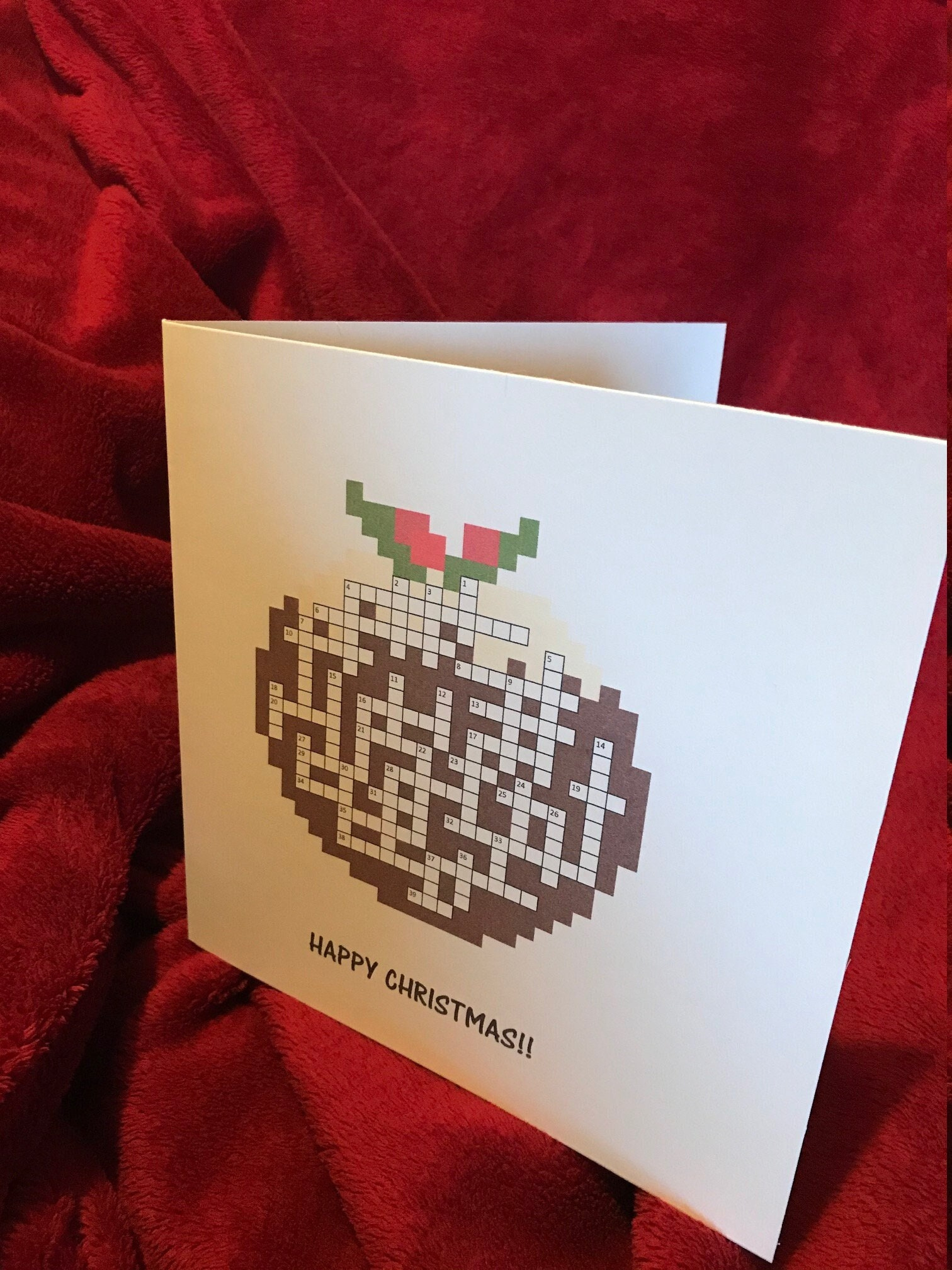 Cryptic Crossword Christmas Card - Etsy Uk intended for Christmas Pudding Crossword Clue