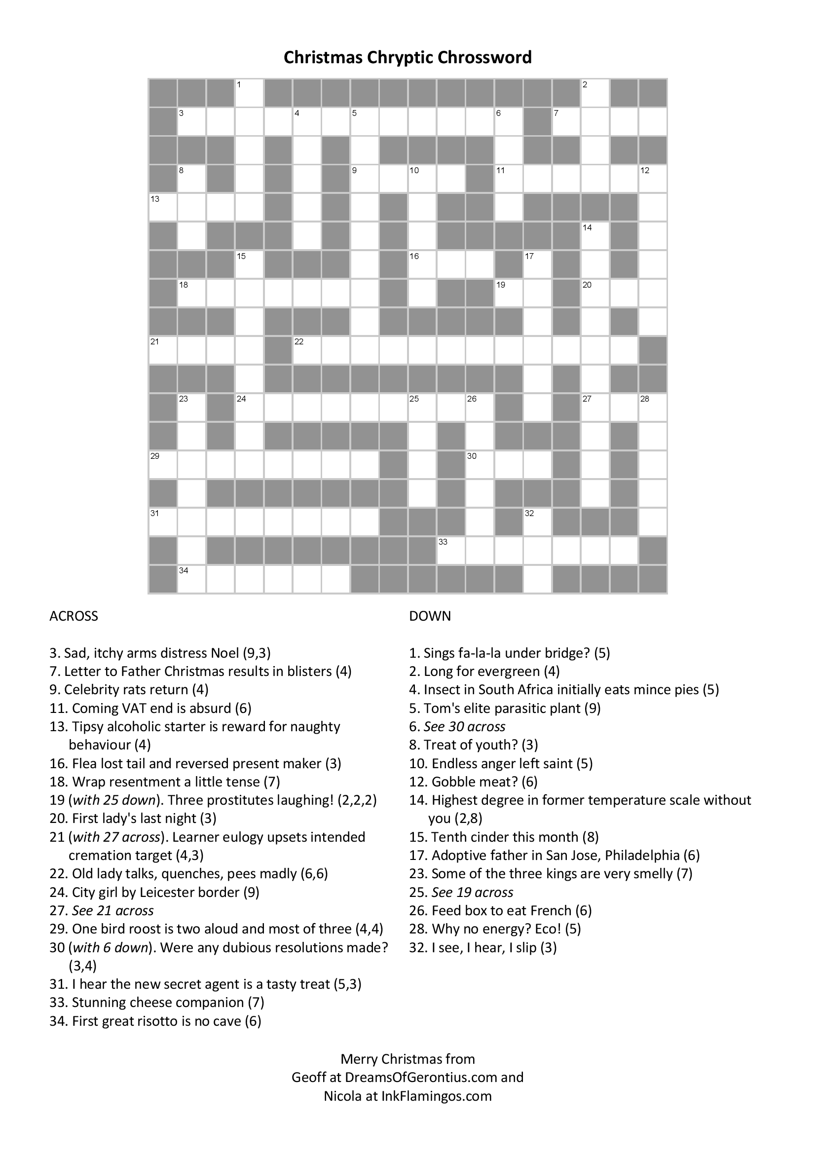 Cryptic Crossword Primer For Christmas – The Dreams Of Gerontius regarding Christmas Cracker Saying Crossword Clue