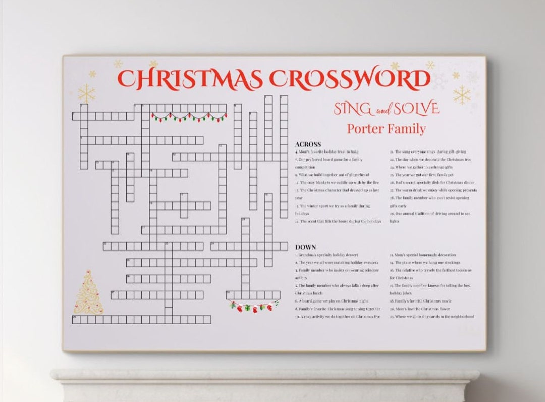 Custom Christmas Crossword Puzzle: Giant Family Game (Digital throughout Storage Area For Christmas Toys Crossword