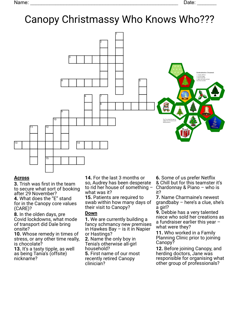 December Crossword Puzzle - Wordmint with regard to Last Christmas Group Crossword