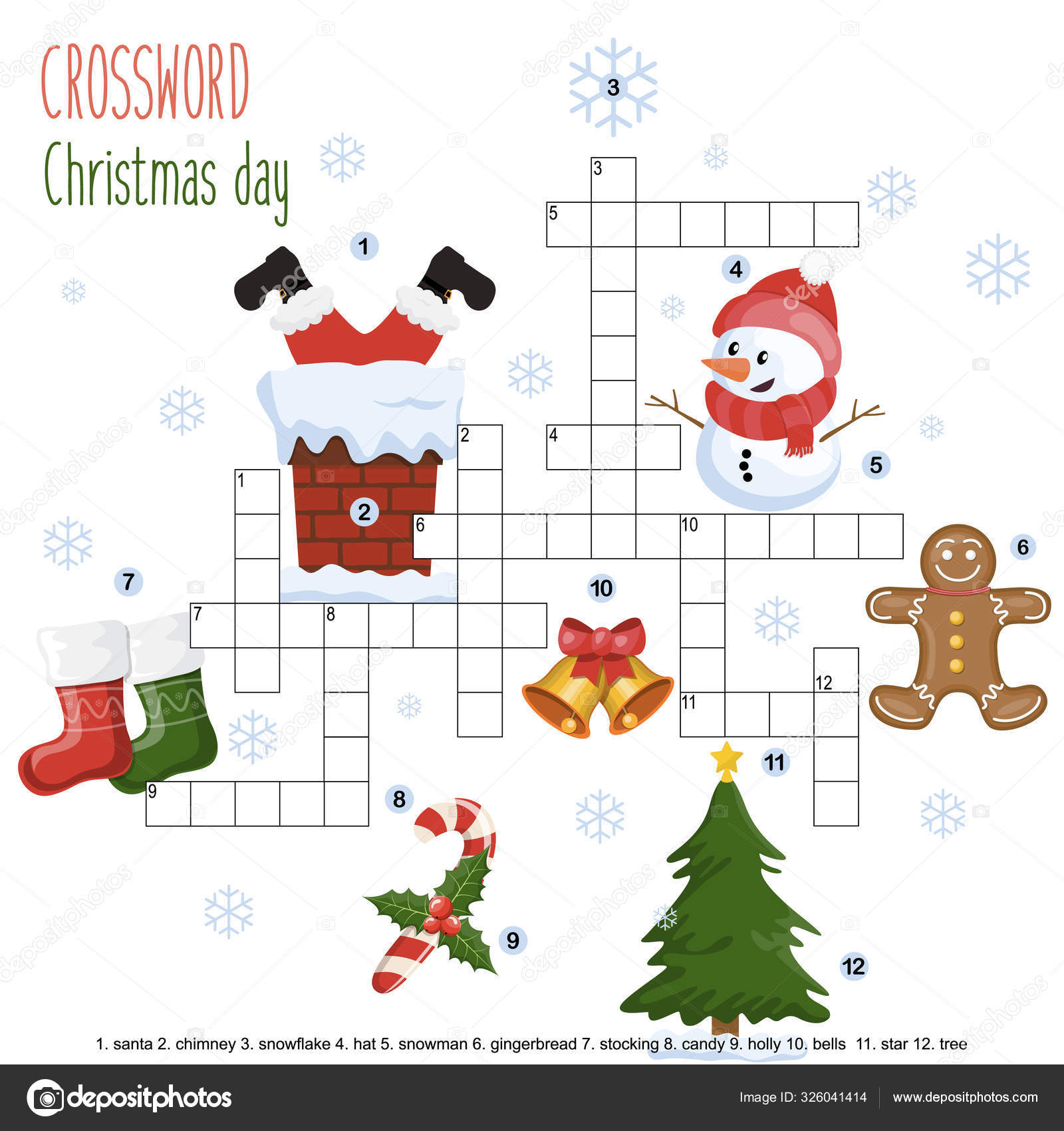 Easy Crossword Puzzle &amp;#039;Christmas Day&amp;#039; Children Elementary Middle in Christmas Crossword For Middle School