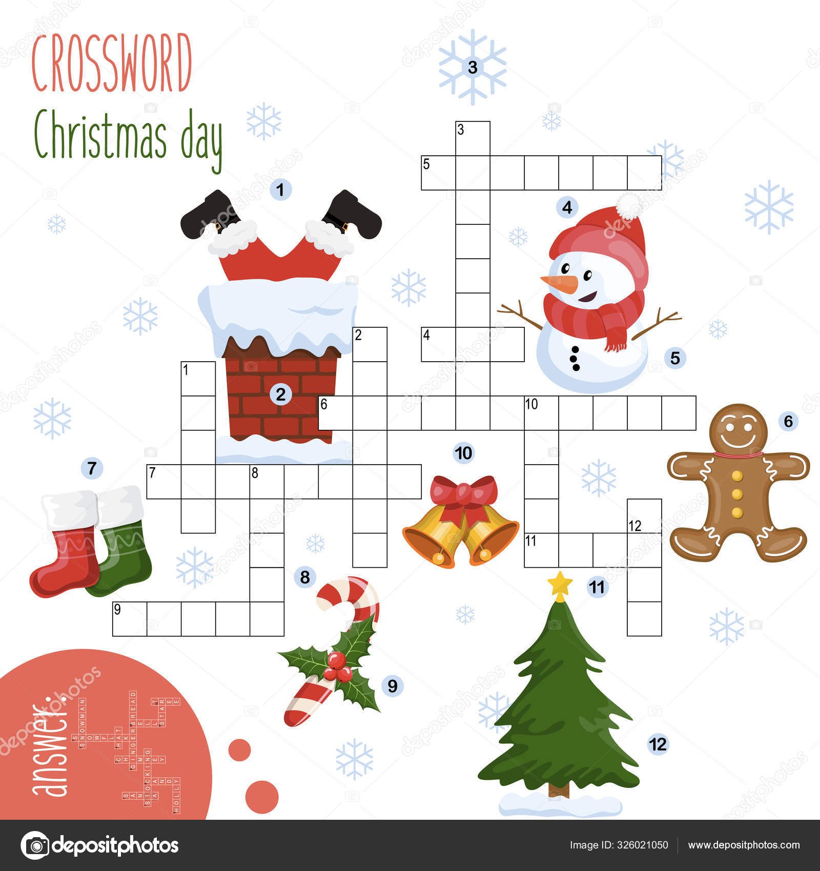Easy Crossword Puzzle &amp;#039;Christmas Day&amp;#039; Children Elementary Middle inside Christmas Crossword Middle School