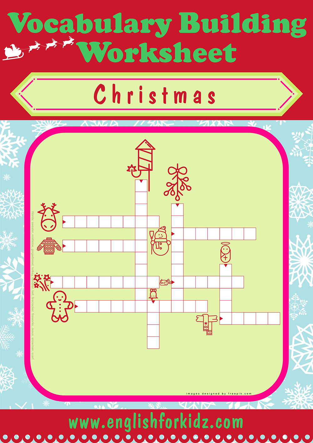 English For Kids Stepstep: Christmas Worksheets: Crossword Puzzles with regard to Tiny Bells Added To A Christmas Sweater Crossword