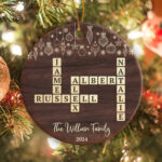 Family Crossword Puzzle Ornament, Custom Family Member Name For Popular Christmas Ornament For One Crossword Clue