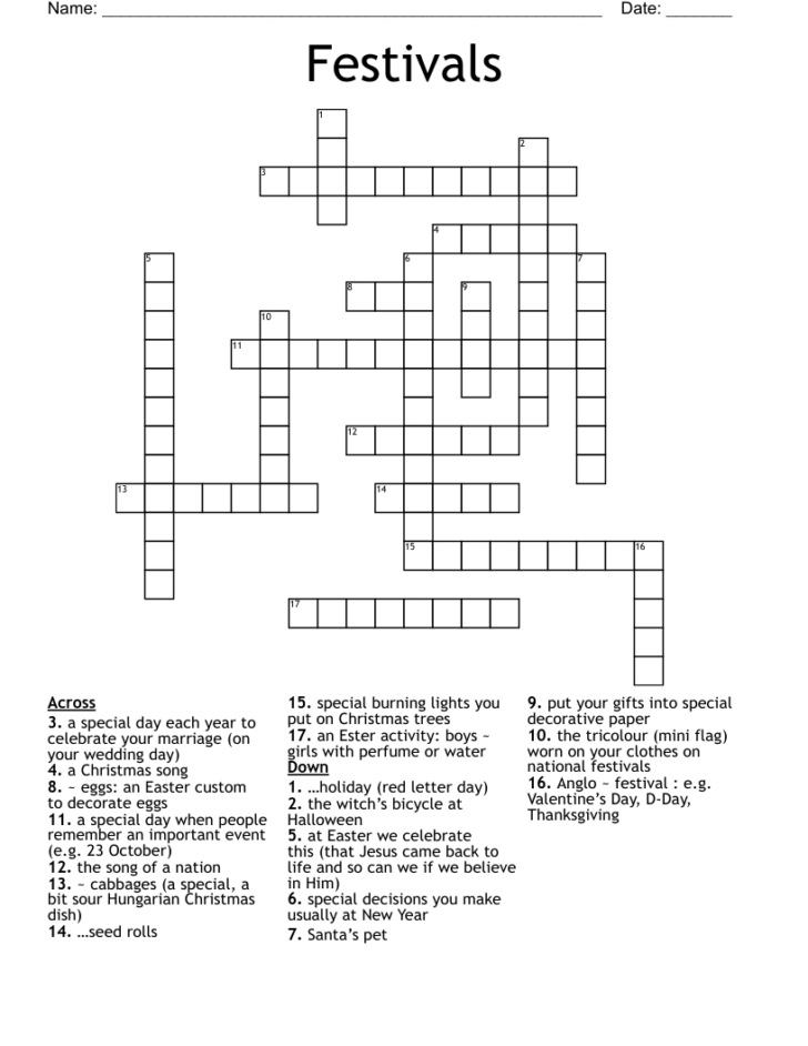 After Christmas Event Crossword After Christmas Event Crossword