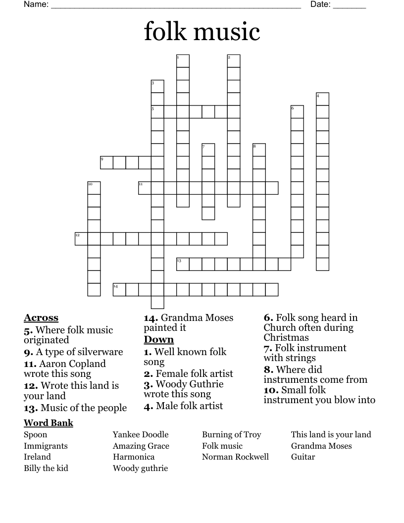 folk music crossword wordmint with regard to christmas song line from an artist crossword Folk Music Crossword - Wordmint with regard to Christmas Song Line From An Artist Crossword
