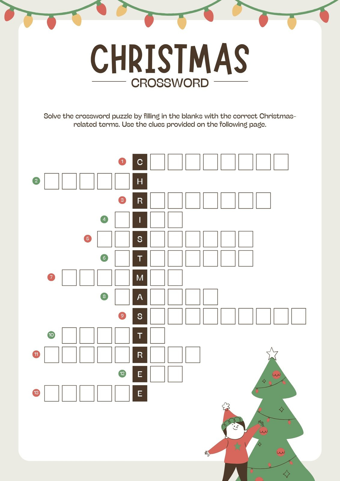 Free And Customizable Crossword Puzzle Templates | Canva regarding Christmas Crossword Puzzle Online