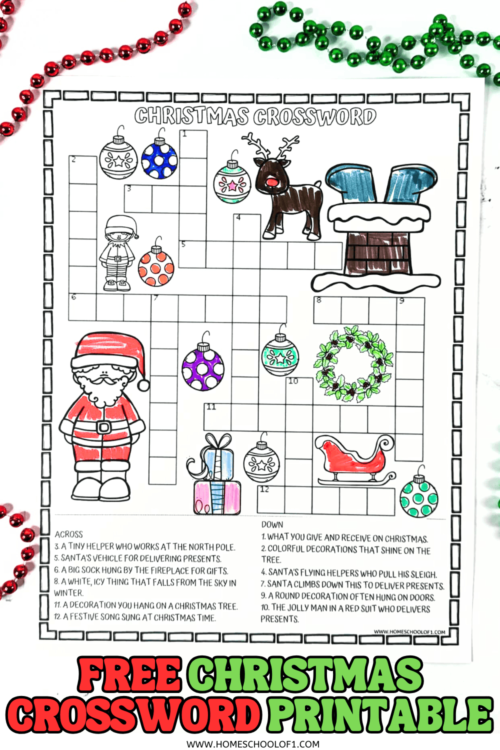 Free Christmas Crossword Printable inside Christmas Tree Ornaments Crossword Clue