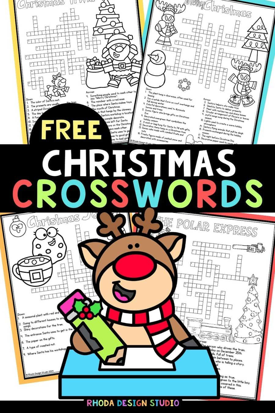 Free Christmas Crossword Puzzle Printables For Kids with He&amp;#039;S Up Each Christmas Crossword Clue