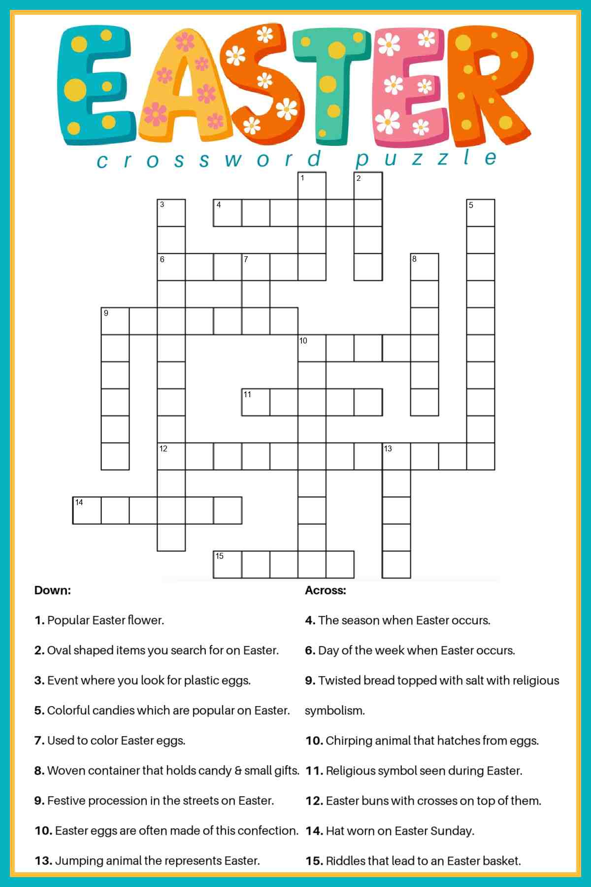Free Easter Crossword Puzzle Printable - 2 Versions &amp;amp; Answer Key throughout Christmas Or Easter Crossword Clue