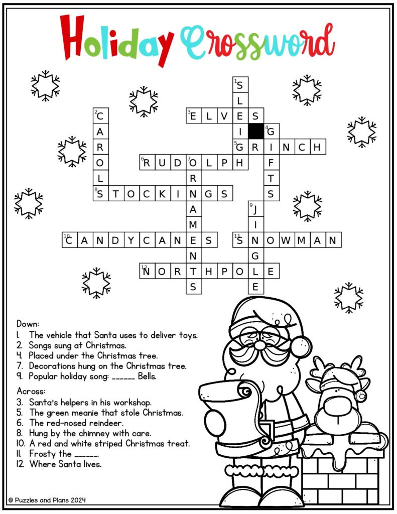 free holiday crossword printable to print puzzlesandplans pertaining to free christmas season crossword Free Holiday Crossword Printable To Print - Puzzlesandplans pertaining to Free Christmas Season Crossword