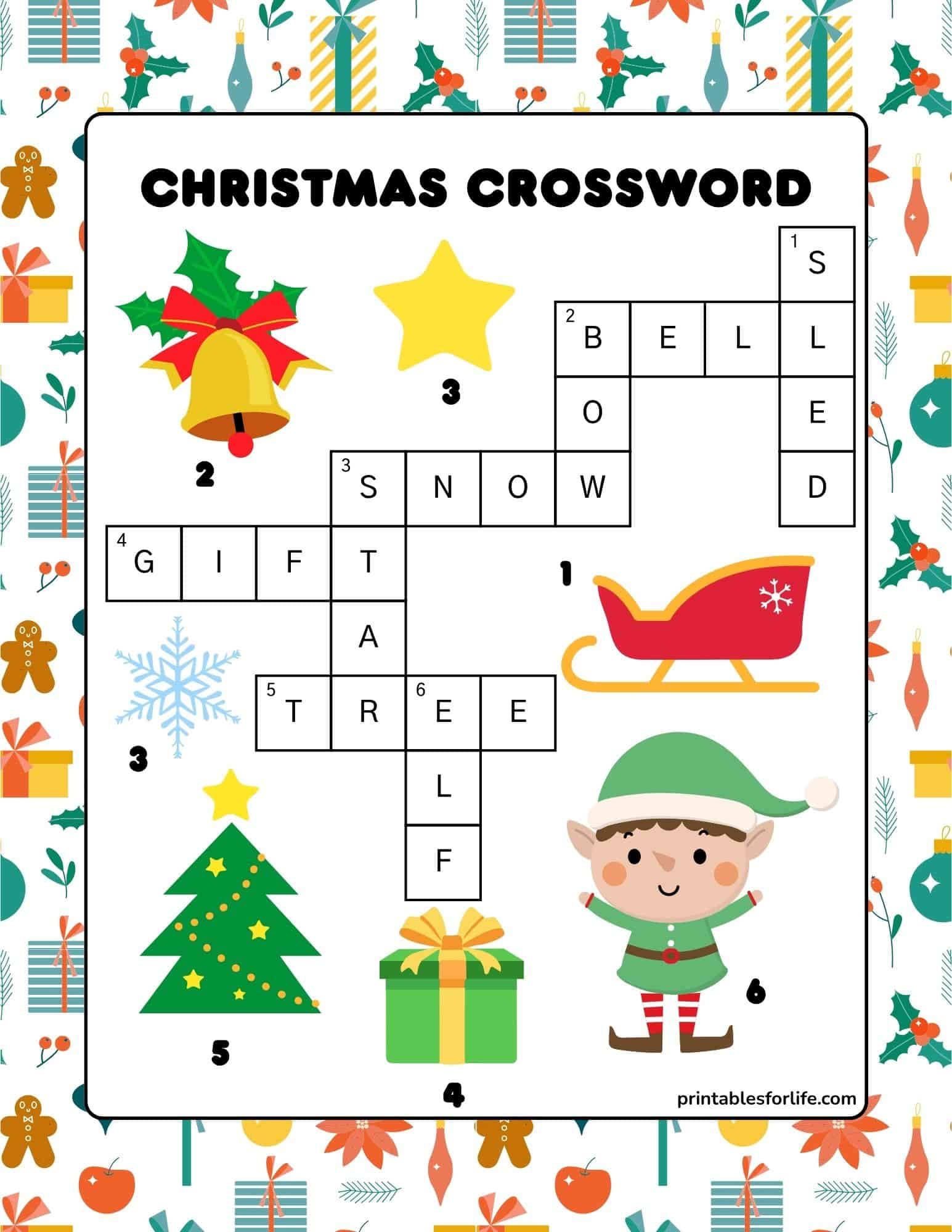 Free Printable Christmas Crossword Puzzle For Kids within Sticker On A Christmas Present Crossword Clue
