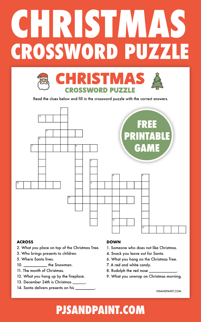 Free Printable Christmas Crossword Puzzle - Pjs And Paint intended for Free Printable Christmas Crossword Puzzle With Answers