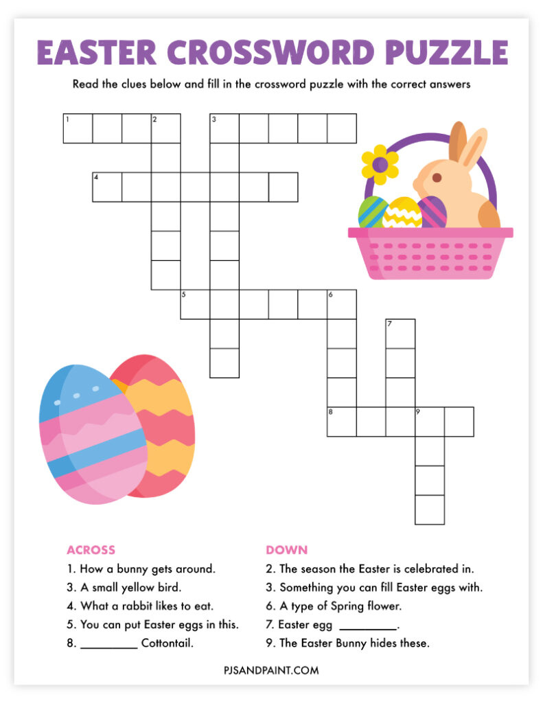 Free Printable Easter Crossword Puzzle - Pjs And Paint throughout Christmas or Easter Crossword Clue