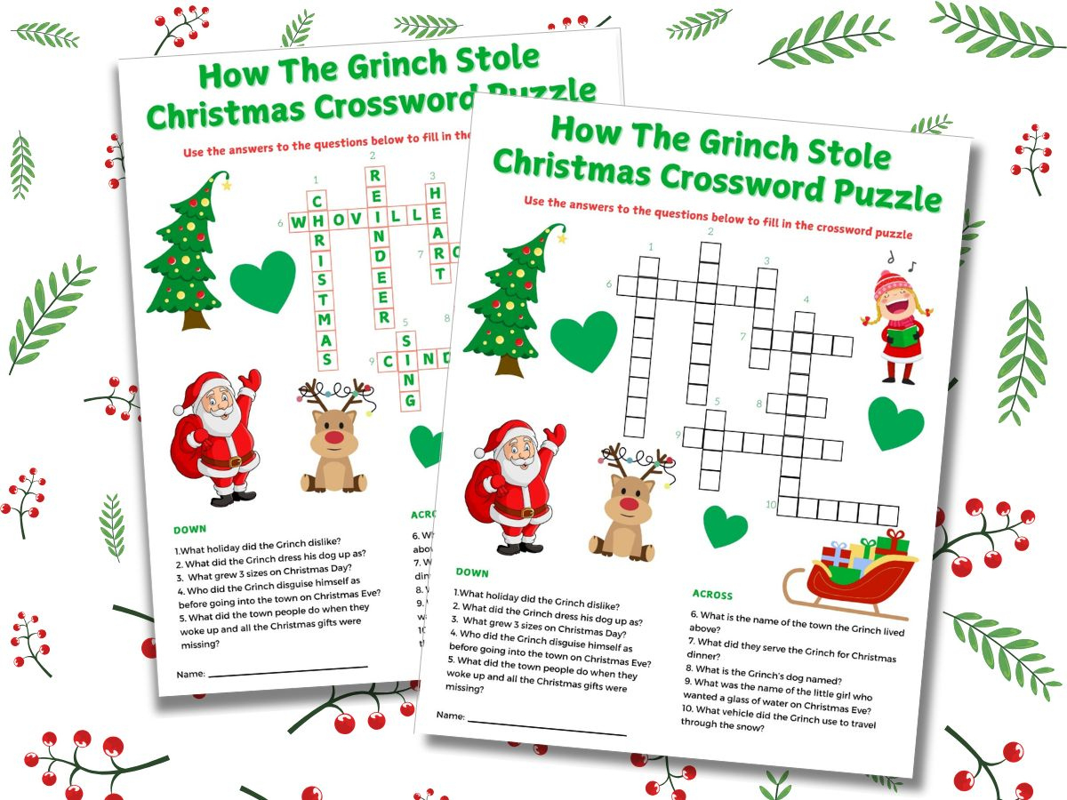 Free Printable The Grinch Word Games with regard to How the Grinch Stole Christmas Crossword Puzzle Answer Key