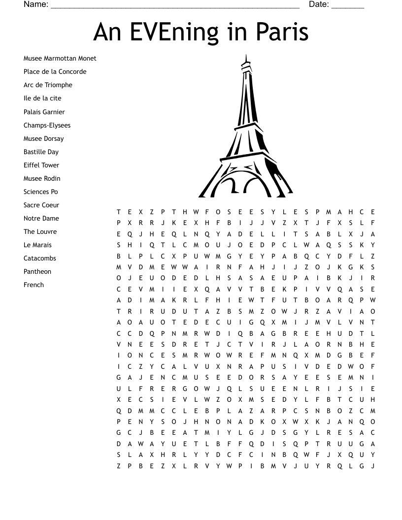 French Body Parts Crossword - Wordmint pertaining to Christmas In Paris Crossword