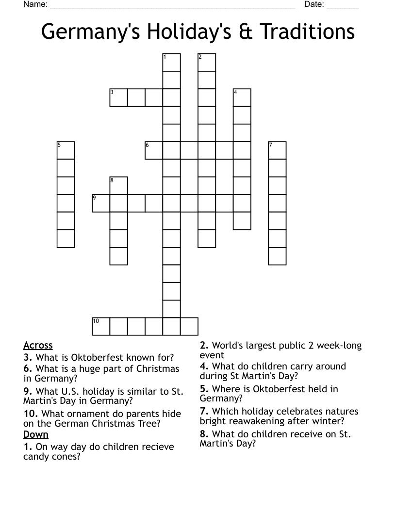 germanys holidays traditions crossword wordmint with after christmas event crossword clue Germany'S Holiday'S & Traditions Crossword - Wordmint with After Christmas Event Crossword Clue
