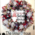 Handmade Christmas Gnome For The Holidays Ribbon Door Wreath 26 Inside Christmas Wreath Material Daily Themed Crossword