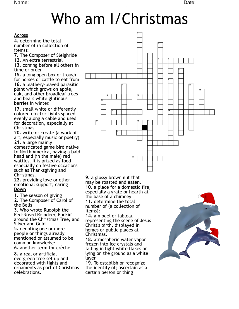 Holiday Cross Word - Wordmint intended for Christmas Hymn Crossword Clue