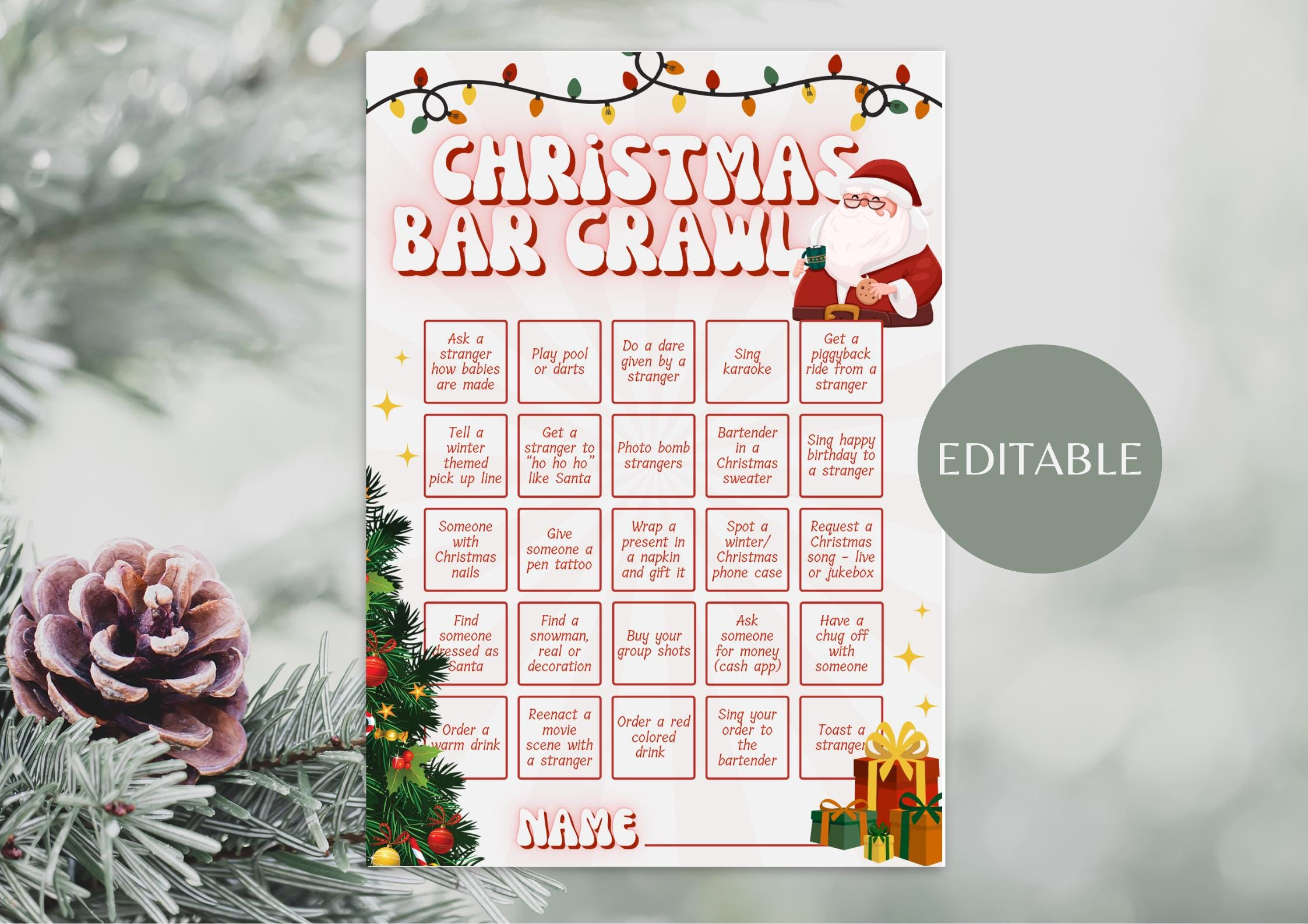 Holiday Scavenger Hunt Adults - Etsy Uk regarding Christmas Themed Pub Crawl Crossword