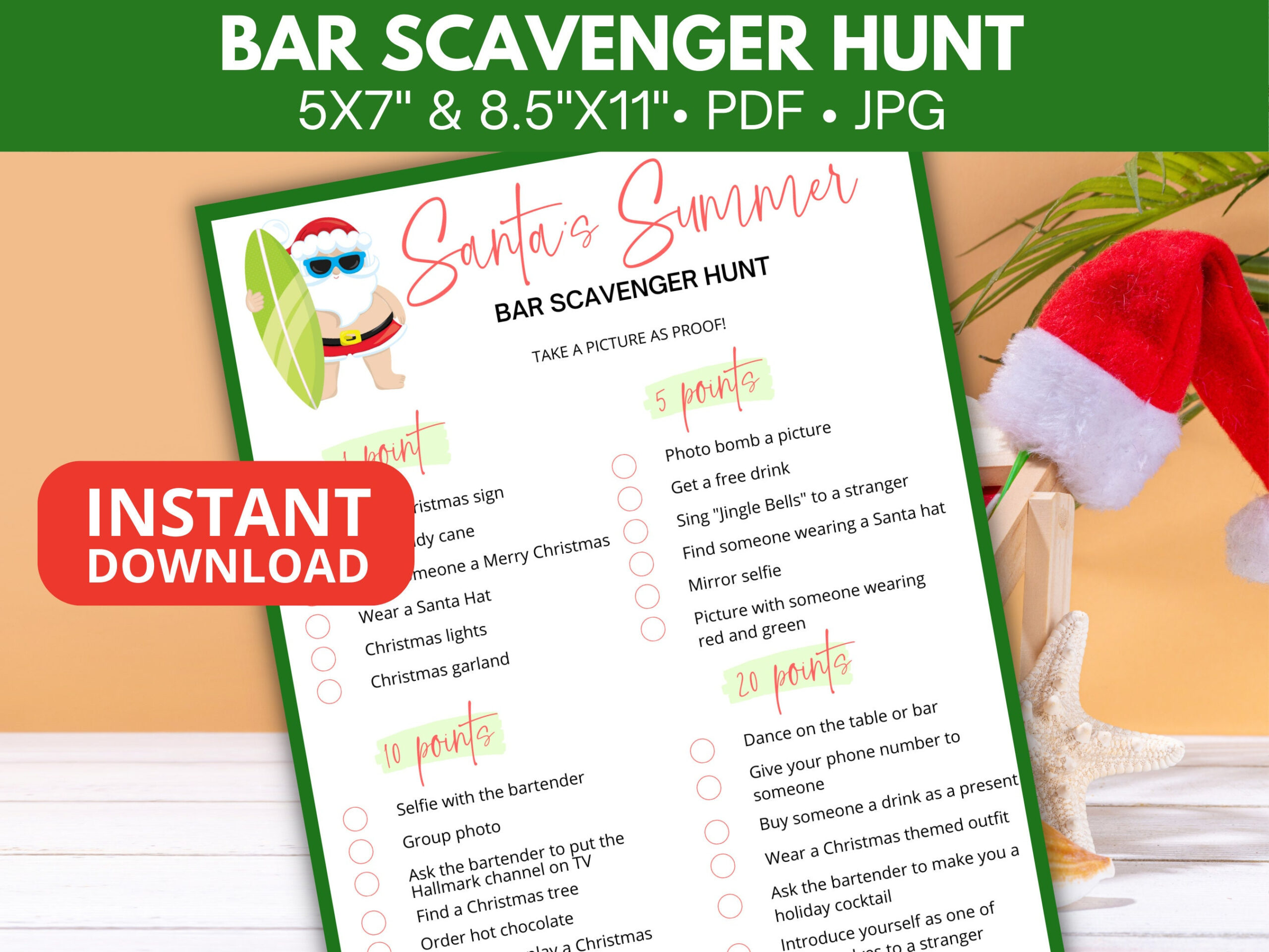 Holiday Scavenger Hunt For Adults - Etsy Uk throughout Christmas Themed Pub Crawl Crossword Clue
