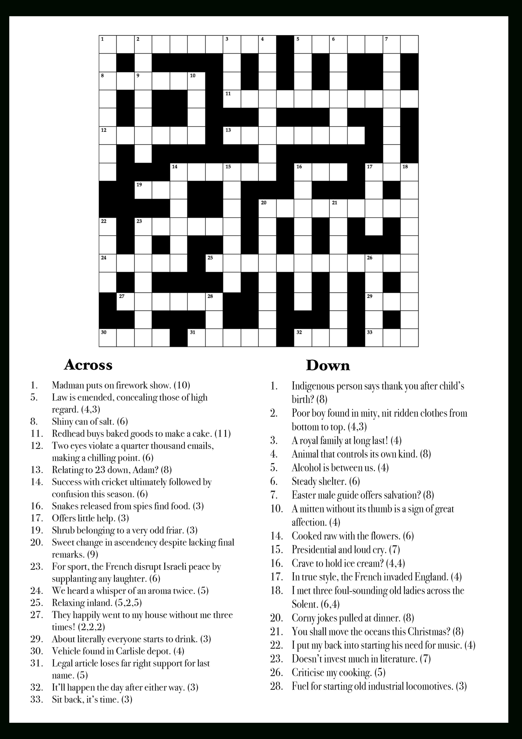 I&amp;#039;Ve Made A Christmas Cryptic Crossword For My Grandad. Thought I within Christmas Cryptic Crossword Clues