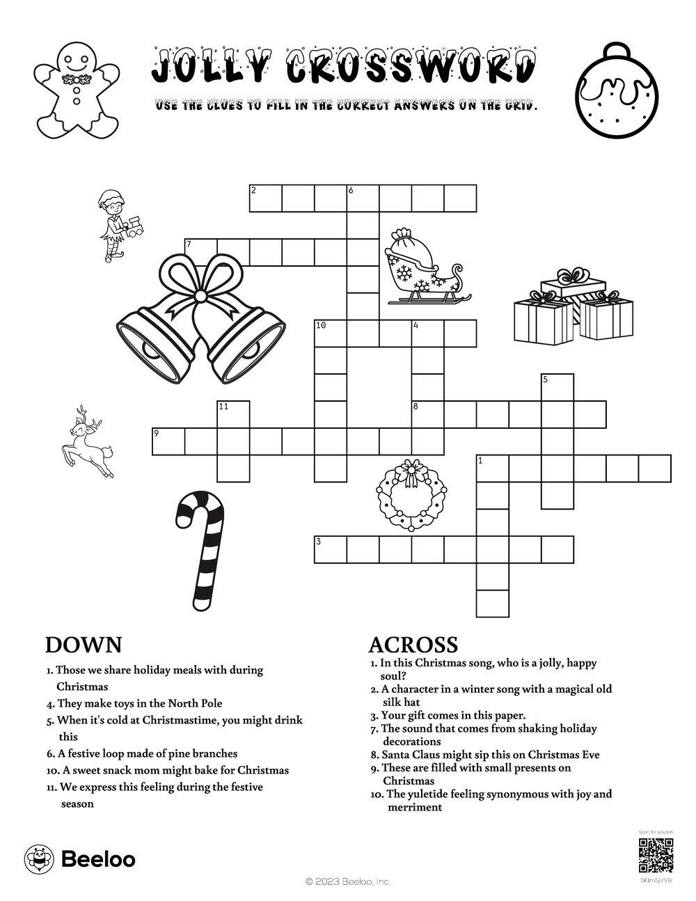 Jolly Crossword • Beeloo Printable Crafts And Activities For Kids with Traditional Christmas Drink Crossword