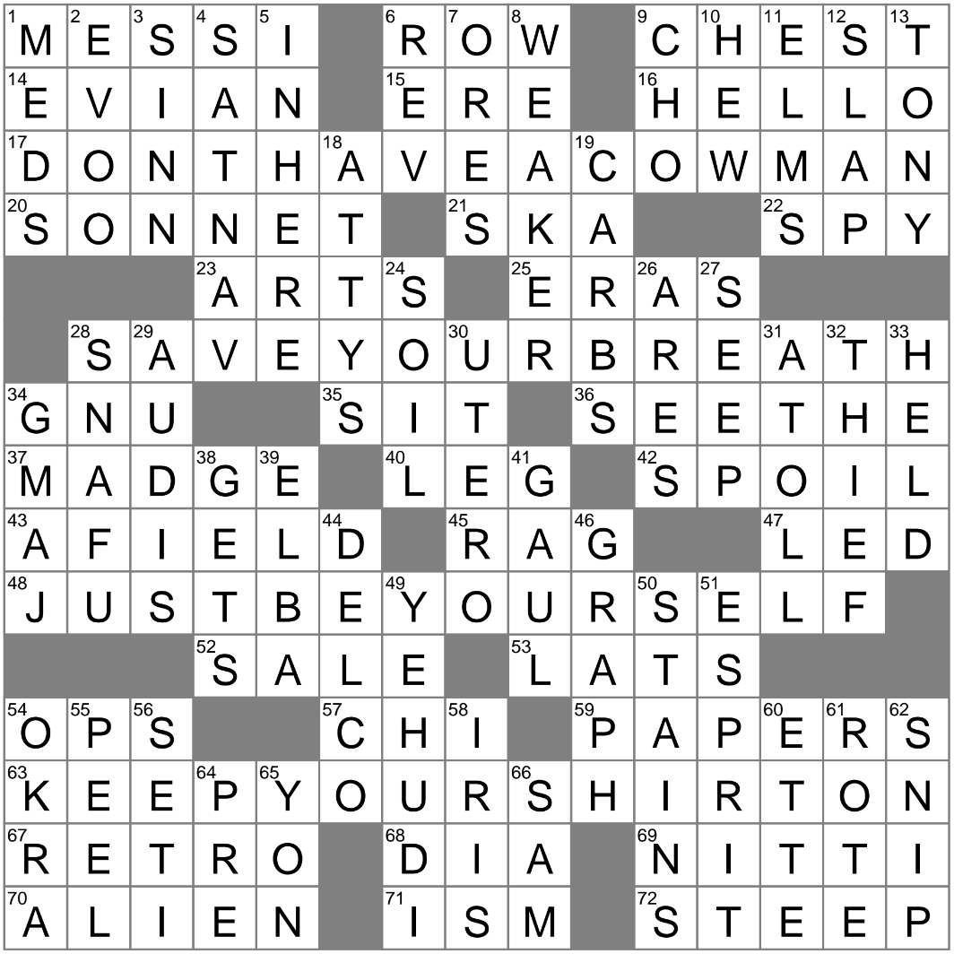 La Times Crossword 6 Sep 23, Wednesday - Laxcrossword pertaining to Cremona Christmas Crossword Clue