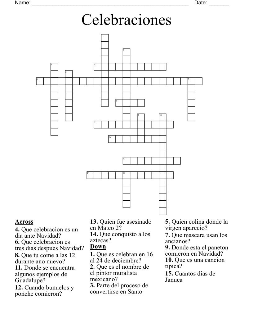 Las Posadas Word Search - Wordmint in Posadas Christmas Tradition Crossword