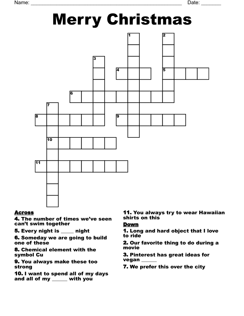 Merry Christmas Crossword - Wordmint inside Christmas Symbol Crossword Clue