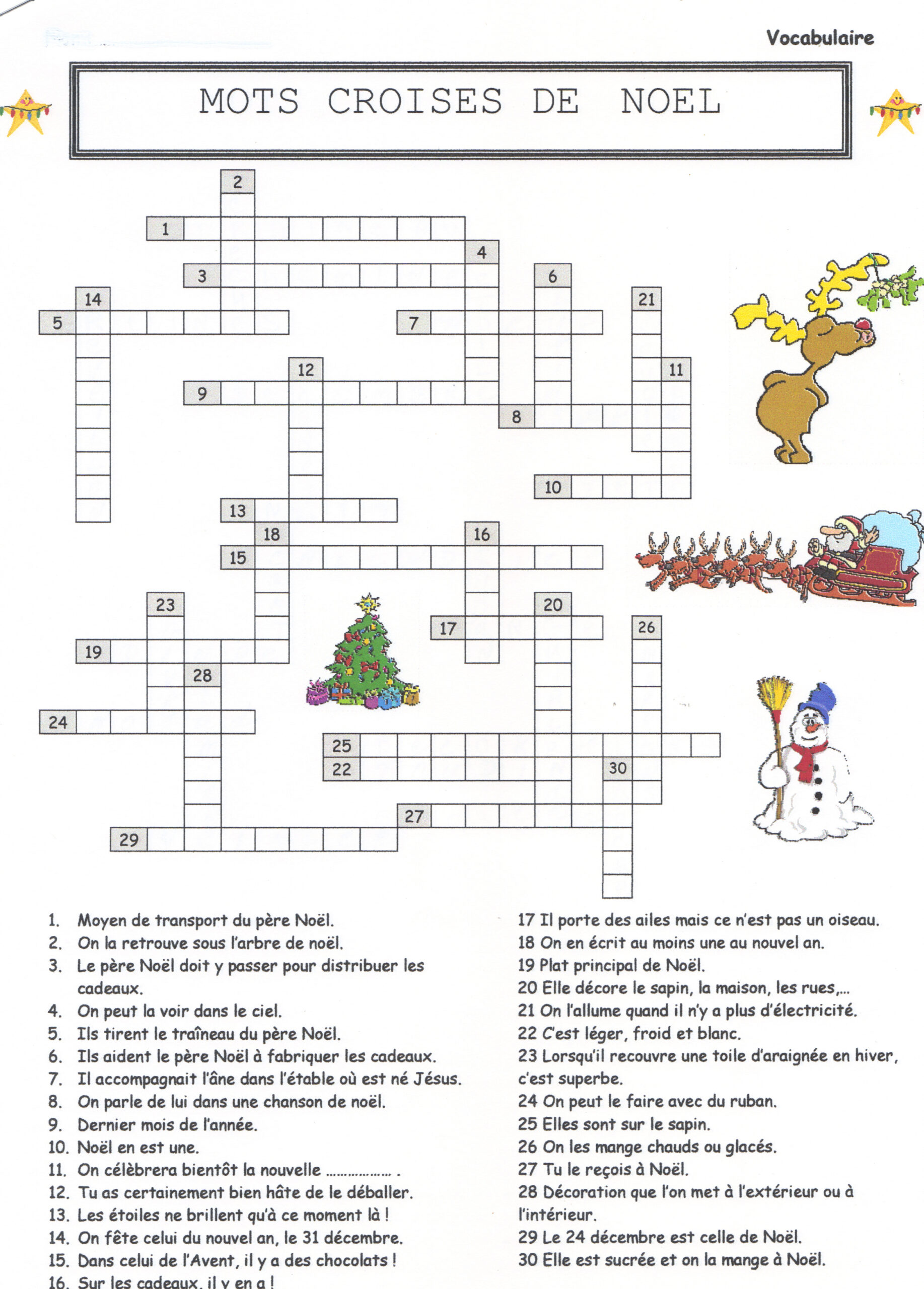 Mots Croises De Noel (Christmas Crossword Puzzle) | 24/7 In France in Christmas in Paris Crossword Clue