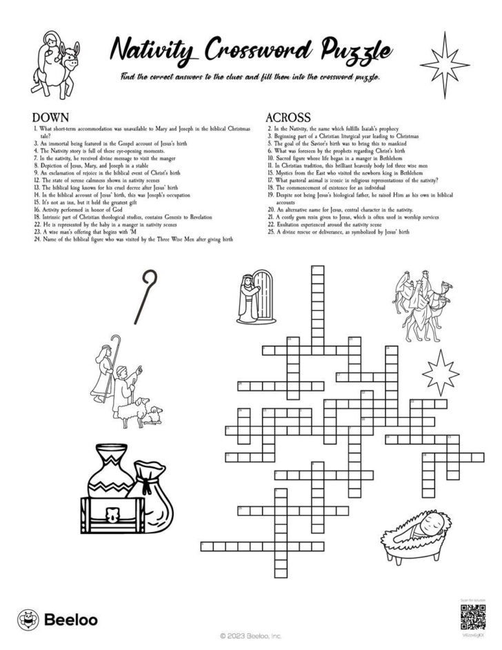 Printable Christian Christmas Crossword Puzzle