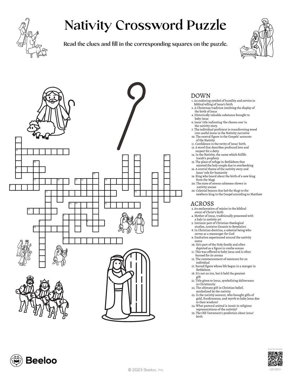 Nativity Crossword Puzzle • Beeloo Printable Crafts And Activities throughout Christmas Story Crossword Puzzle