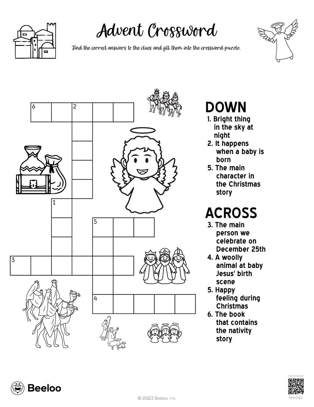 Nativity-Themed Crossword Puzzles • Beeloo Printable Crafts And throughout Catholic Christmas Crossword Puzzle To Print
