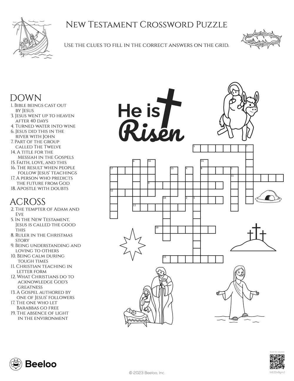 New Testament Crossword Puzzle • Beeloo Printable Crafts And inside Group on the 11th Day of Christmas Crossword