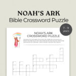 Noah'S Ark Activity For Youth,Bible Crossword Puzzle,Bible Study For Prize In A Christmas Story Crossword Clue