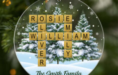 Personalised Acrylic Christmas Crossword Puzzle Ornament For Family inside Spherical Christmas Tree Ornament Crossword Clue