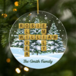 Personalised Acrylic Christmas Crossword Puzzle Ornament For Family Regarding Christmas Ornament Crossword Clue
